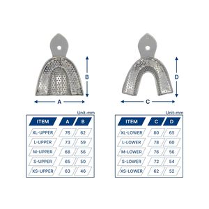 Juego Profesional de Bandejas Metálicas para Impresiones Dentales |   Bandejas Grandes Perforadas de Acero Inoxidable, Par Superior e Inferior para Adultos - Product Image 2