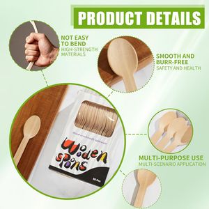 Cucchiaini da tè in plastica usa e getta premium, 50 pezzi, bianchi, confezione da 2, per feste del tè - Product Image 2