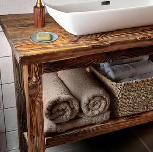 ตู้วางอ่างล้างหน้าในห้องน้ำไม้เนื้อแข็งแบบธรรมชาติ 100% พร้อมชั้นวางของด้านล่างแบบเปิด เหมาะสำหรับเฟอร์นิเจอร์ห้องน้ำดีไซน์เนอร์ - Product Image 2