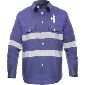 <b>Reflective</b> Shirt Work Wear Safety <b>Mens</b> Fire Retardant FR Welding Shirt with Poly Cotton Fabric and Custom Logo Temperature Jobs - Product Image 1