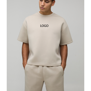 เสื้อยืดผู้ชายทรงปกติ ผ้าฝ้าย 100% แบบสวม ลายเรียบ สไตล์สตรีทแวร์ ลายนูน ไซส์ใหญ่ เสื้อฤดูร้อน - Product Image 1