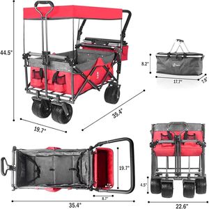 All Terrain Brake 140L Foldable Collapsible Wagon Cart with Removable Canopy for <b>Camping</b> - Product Image 3