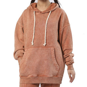Conjunto Deportivo para Mujer, Color Sólido, con Capucha, Lavado Ácido, Manga Larga, Corte Holgado, Sudadera y Pantalones de Algodón con Bolsillos Laterales, Ropa Casual - Product Image 5