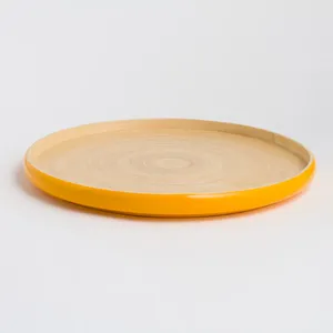 ถาดเสิร์ฟทรงกลมทำจากไม้ไผ่สานขอบเคลือบดำ งานแฮนด์เมด สำหรับเสิร์ฟชา กาแฟ หรือใช้ตกแต่ง - Product Image 4