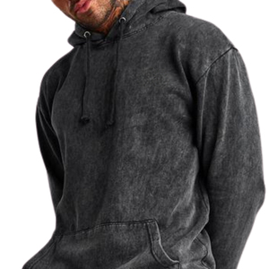 Sweat-shirt à capuche pour homme, coupe classique, gris foncé uni, 100% coton, molleton français, poche, coupe décontractée, vêtement d'automne, impression numérique - Product Image 5