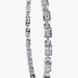 Bracelet Artisanal de Luxe en Or Blanc 18 carats avec Chaîne et Moissanite, Bracelet Jonc Diamanté, Idéal pour un Cadeau - Product Image 3