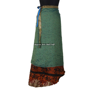 Layered Reversible <b>Sarong</b> Sari Magic <b>Wrap</b> Skirt for Women Magic <b>Wraps</b> <b>Sarong</b> for Girl's From India Boho Stylish Multi Color - Product Image 5