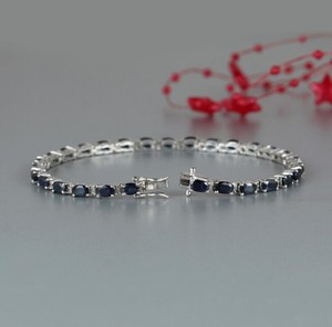 Natural Blue Sapphire Stone <b>Charm</b> Bracelet 925 Sterling Silver Gold Plated Luxury Handmade Fine Jewelry for Party Occasions - Product Image 2