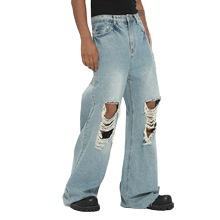 Manufacturer Direct Men's Wholesale Breathable Casual Dark Straight Solid Denim Jeans Embroidery for Summer Autumn Winter - Product Image 3