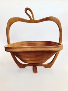Apple Shape Wooden Fruit <b>Basket</b> Decorative Fruit Holder For Creates An Attractive <b>Table</b> Centerpiece Lightweight And Easy To Move - Product Image 4