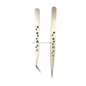 Ensemble de pinces à cils en acier inoxydable de qualité supérieure, 2 pièces, couleur argentée, pointe pointue, couleurs personnalisées, emballage personnalisé - Product Image 4