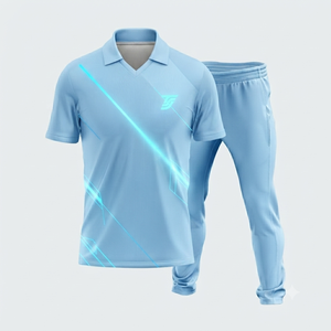 Uniforme de cricket unisexe personnalisé, imprimé par transfert thermique, sublimé, taille élastique, col rond/col en V, manches courtes, séchage rapide, respirant - Product Image 3