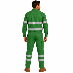 Wholesale Men Workwear High Visibility Reflective Tape Button <b>Shirt</b> Cargo Pants Set Safety Uniform Custom Durable Industry Wear - Product Image 2