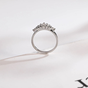 14K Yellow Gold Baguette Cut Lab Grown Diamond Cluster Wedding Band Ring - Product Image 5