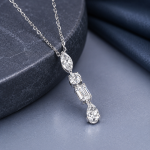 Pendentif en moissanite émeraude ronde, marquise et poire, en argent sterling S925, qualité VS EF, cadeau de mariage pour femme - Product Image 1