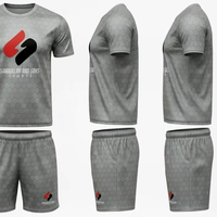Herensportkledingset, casual fitness t-shirt en shorts, op maat gemaakte sportkleding, katoenen gebreide comfortabele pasvorm, ademend, zomerse gymkleding, groothandel levering