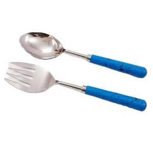 Juego de cubiertos de acero inoxidable con mango de resina, juego de cubiertos de buena calidad, tenedor, cucharas, Metal - Product Image 1