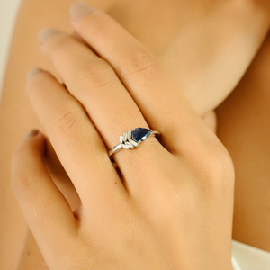 18K White Gold Pear Cut Pink Sapphire & Diamond Solitaire Statement Ring - Product Image 5