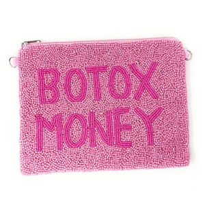 Porte-monnaie à perles Botox Money, sac cosmétique tendance, pochette amusante, cadeau artisanal brillant, grande capacité, fermeture éclair pour femmes - Product Image 1