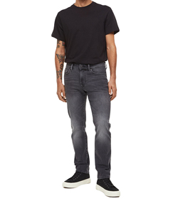 Pantalones de mezclilla ajustados de moda urbana con logo personalizado, diseño de corte de bota, patrón 3D, impermeables, con botones para hombre - Product Image 1