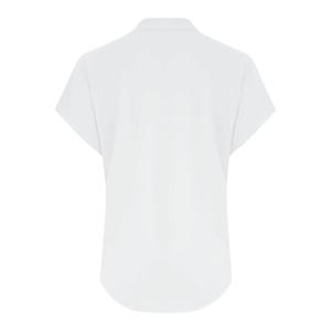 T-shirt décontracté pour femme à col rond et boutons sur le devant, manches courtes, mélange coton-élasthanne, grande taille, anti-plis, toutes saisons - Product Image 4