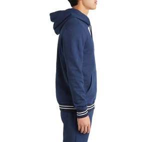 Sudadera con Capucha Azul Marino para Hombre, de Algodón French Terry, Informal, para Otoño, con Bolsillo y Ribete a Rayas, Sudaderas con Capucha y Sudaderas BRG para Hombre - Product Image 3