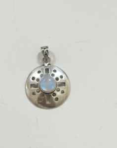 สร้อยคอเงินแท้คุณภาพสูง ดีไซน์รูปดาวประดับมูนสโตน สำหรับผู้หญิง จี้เงินทรงกลม สร้อยคอรูปพระจันทร์ทรงกลม ประดับอัญมณี - Product Image 1