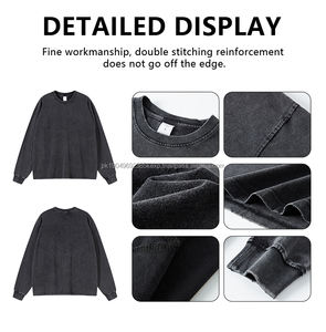 <b>Long</b> Sleeve <b>TShirt</b> Custom Streetwear 250 Gsm Vintage Acid Wash Heavy Weight T-Shirt Distressed Black Cotton <b>Long</b> Sleeve T-Shirts - Product Image 5