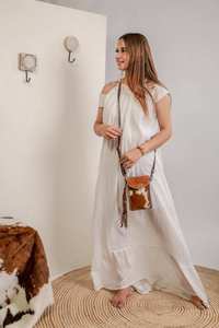 Nuevo Diseño Bolso de Teléfono y Monedero de Piel de Vacuno Genuina con Flecos y Grabado Artesanal, Bolso Bandolera Pequeño, Bolsa de Muñeca, Riñonera - Product Image 3