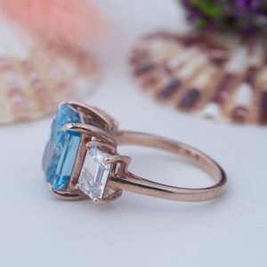 Precio de Fábrica al por Mayor, Anillo de Compromiso y Boda Certificado de Plata de Ley 925 con Moissanita Cuadrada de Corte Esmeralda 8A y Oro de 14k - Product Image 2