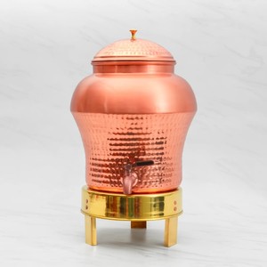 Distributeur d'eau en cuivre fiable avec couvercle, design chinois traditionnel, grande capacité, usage domestique - Product Image 1