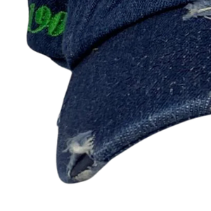 AKA Dark Denim Hat Green Embroidered Letter Baseball <b>Cap</b> Adjustable Washed Denim Headwear Casual Fashion <b>Vintage</b> Style <b>Cap</b> - Product Image 2