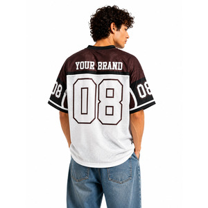 Maillot de football américain rétro léger en maille, coupe oversize, en polyester, style streetwear, vente en gros, personnalisable avec numéro, unisexe - Product Image 4