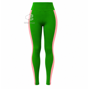 Alfa |   Kapa | Conjunto Deportivo Verde para Mujer Alpha con Paneles Laterales en Rosa, Chaqueta con Cierre Completo y Leggings de Cintura Alta - Product Image 4