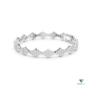 5.76 CT White <b>Gold</b> Round Lab Grown Diamond Rhombus Cluster Link Bracelet in 18K <b>Solid</b> <b>Gold</b> - Product Image 4