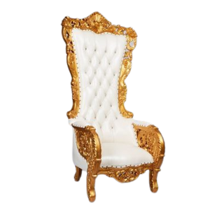 Chaise de trône de roi à dossier haut Chaise de trône en bois de teck Chaises de trône de mariage royal au design de luxe haut de gamme à vendre - Product Image 2