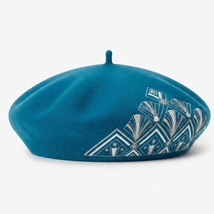Luxury Merino Wool <b>Beret</b> Hat Soft Warm Felt <b>Beret</b> with Floral Embroidery for Casual Streetwear and Travel - Product Image 1