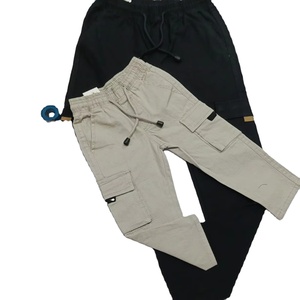 100% coton hommes Cargo pantalons longs Anti-rides travail Style Baggy pantalons de survêtement mi-taille coupe ample couleur lavage froissé techniques - Product Image 1