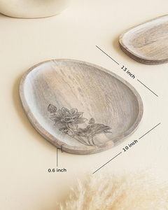 Plateau de service ovale en bois peint à motif floral, assiette à apéritifs, plateau à collations, élégant et décoratif, prix réduit - Product Image 2