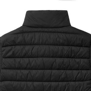 Unisex <b>Black</b> Stand Collar Puffer <b>Vest</b> Windproof Winter Outerwear Formal Style Zipper Closure Solid Color Breathable Quick Dry - Product Image 6