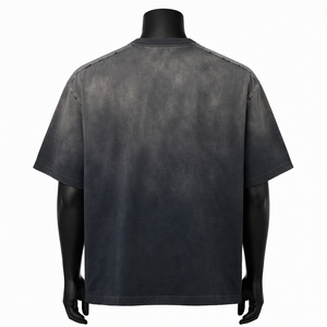 T-shirt à manches courtes pour homme, 100% coton molletonné 230g, délavé à l'acide, coupe oversize, imprimé sérigraphié, streetwear personnalisé, vente en gros - Product Image 2