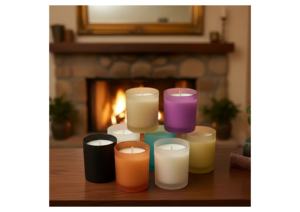 Premium Single <b>Wick</b> Soy & Paraffin Wax Smokeless <b>Candle</b> Translucent Colored Glass Jar Eco Friendly Handmade Christmas Home Decor - Product Image 4