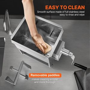 Miscelatore Manuale per Carne con Serbatoio Fisso in Acciaio Inox da 60L, Attrezzatura per Lavorazione e Miscelazione di Carne e Salsicce, Capacità Massima 120LBS - Product Image 4