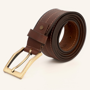High Quality Triple Stitched <b>Brown</b> <b>Tan</b> Premium Leather Casual Belt for Men and Women at Wholesale Manufacturer India - Product Image 4
