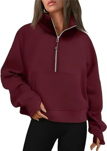 Sudadera con Capucha de Algodón Orgánico Personalizada DUOLLB para Mujer, Sudadera de Alta Calidad, Casual, de Manga Larga, con Media Cremallera, Talla Grande - Product Image 3