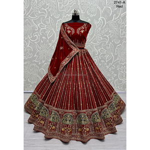 Collections de velours de vêtements de mariée indiens pour la mariée avec le travail de Zarkhan par Fabzone - Product Image 2