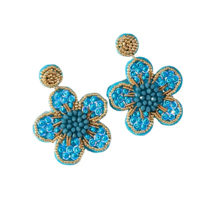 <b>Silver</b> and blue Needle Bow Rice Bead Sweet Niche High end Fashion Wholesale <b>Stud</b> Earrings for Women from India - Product Image 1