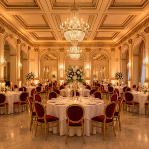 เก้าอี้จัดเลี้ยงงานแต่งงานดีไซน์หรู โครงเหล็ก <span class=keywords><strong>ขา</strong></span>เหล็กสีทอง หุ้มเบาะสีแดง พกพาสะดวก ใช้ได้ทั้งในร่มและกลางแจ้ง เหมาะสำหรับงานเลี้ยง - Product Image 2