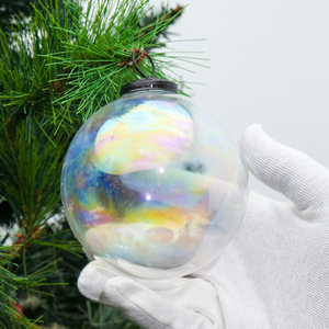 เครื่องประดับคริสต์มาสแก้วใสสีรุ้งแบบขายส่ง ลูกบอลกลมใสสำหรับแขวนตกแต่งต้นไม้สุดหรู - Product Image 3