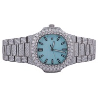Montre à quartz hip-hop en acier inoxydable entièrement sertie de pierres, de haute qualité, automatique, faite à la main, personnalisée, prix de gros
